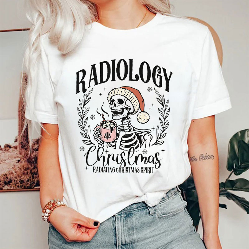 Skeleton Radiating Christmas Spirit T-Shirt