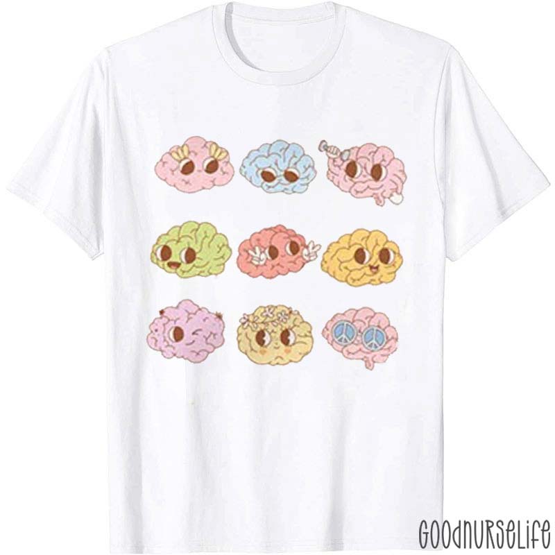 Cute Retro Brains Nurse T-Shirt