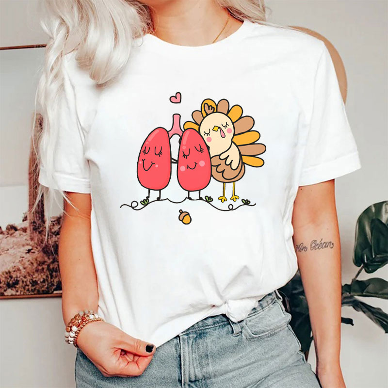 Lungs And Turkey Thanksgiving Cuteness T-Shirt