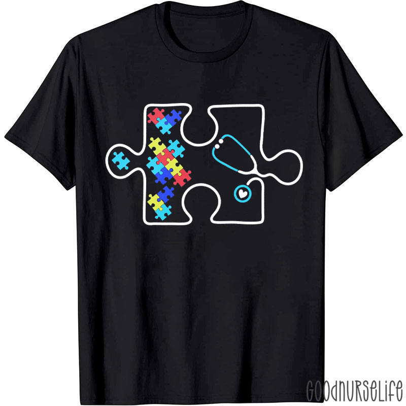 Autism Puzzle Stethoscope T-shirt