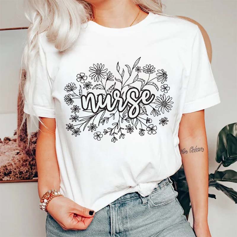 Floral Motivation Nurse T-Shirt