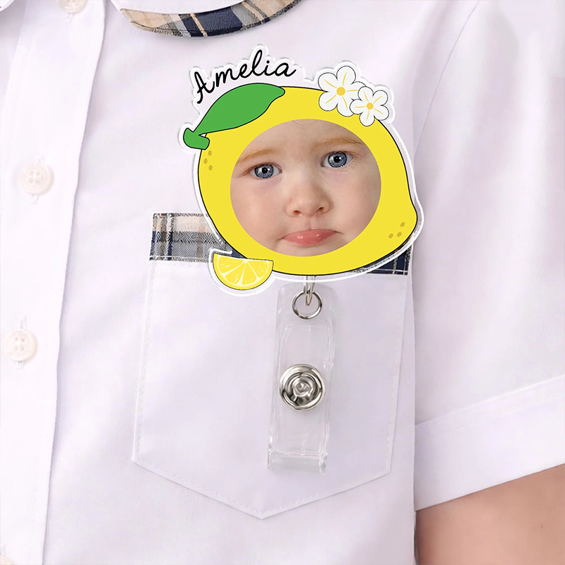 Personalized Photo Fruits Frame Nurse Badge Reel