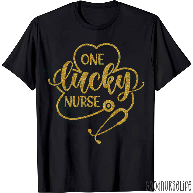 Glitter Clover One Lucky Nurse T-Shirt