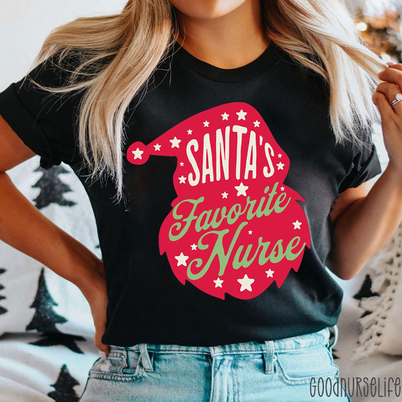 Retro Santa's Favorite Nurse Christmas T-Shirt