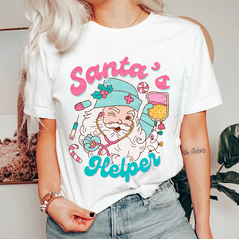Santa's Helper Nurse Christmas T-Shirt