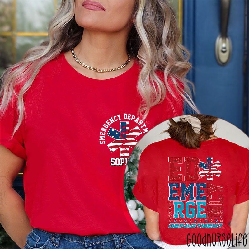 Personalized Emergency Department ED Nurse Two Sided T-Shirt