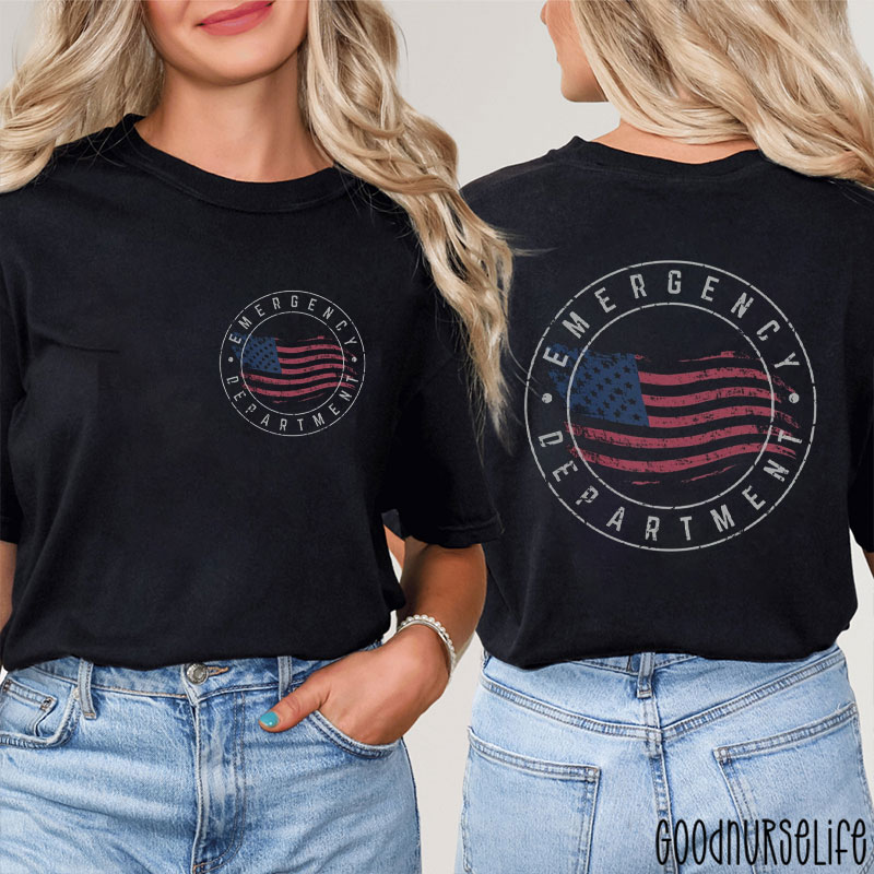 Patriotic Emergency Department Nurse Two Sided T-Shirt