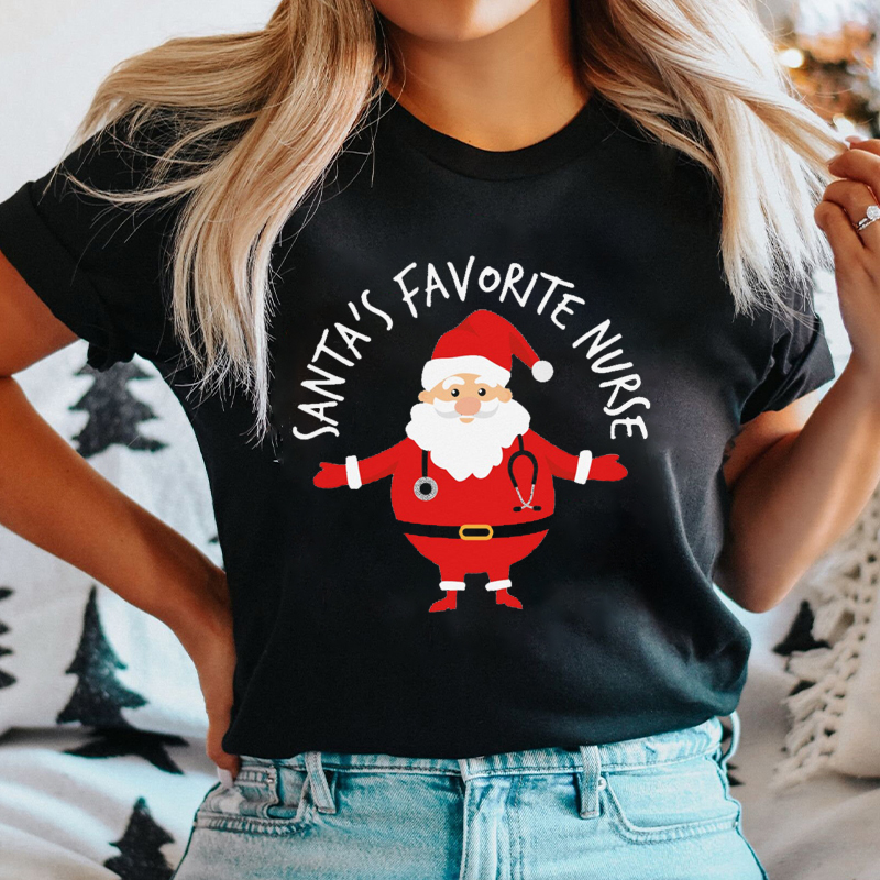 Santa's Favorite Nurse Christmas T-Shirt