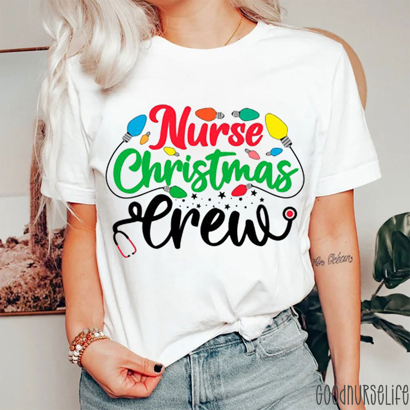 Colored Lights Nurse Christmas T-Shirt