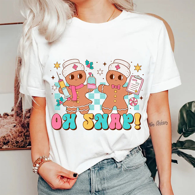 Oh Shap Gingerbread Man Nurse Christmas T-Shirt