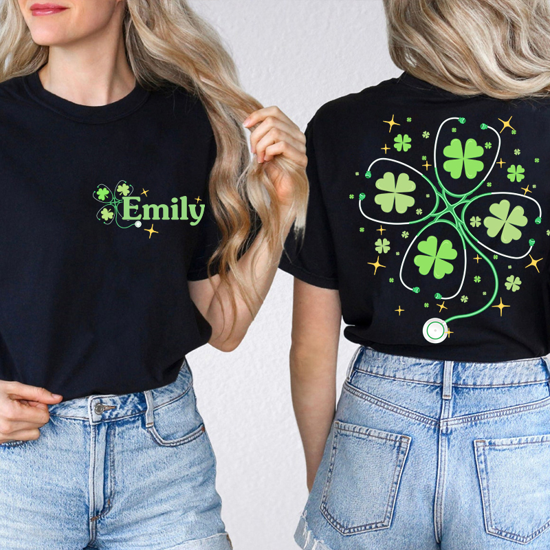 Personalized St.patricks Lucky Nurse Two Sided T-Shirt