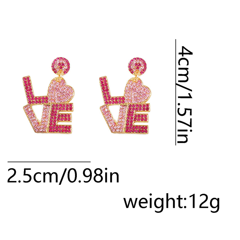 LOVE With Zircon Nurse Metal Earrings