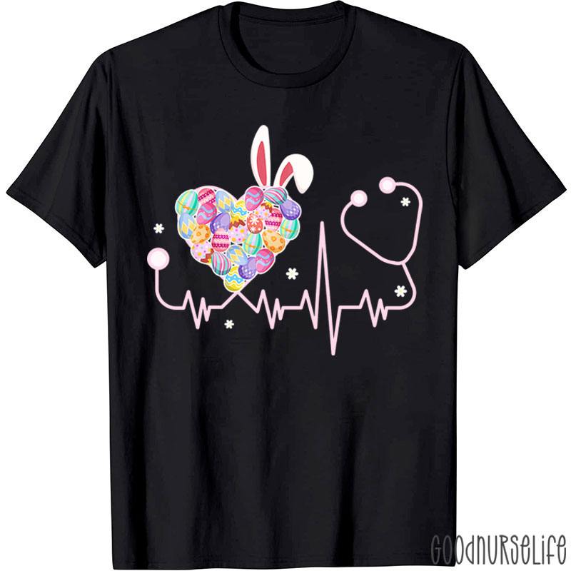Easter Heart Bunny Stethoscope Nurse T-Shirt