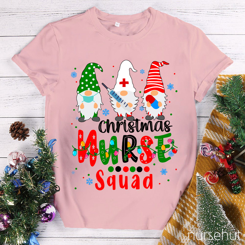 Christmas Gnome Nurse Squad Nurse T-Shirt