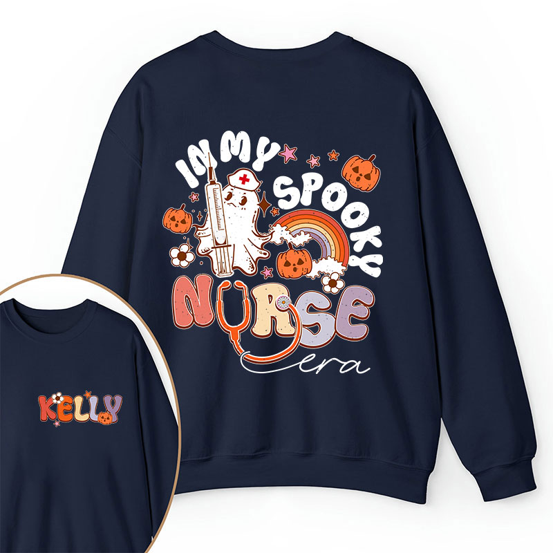 Personalized Name In My Spooky Nurse Era Nurse Two Sided Sweatshirt