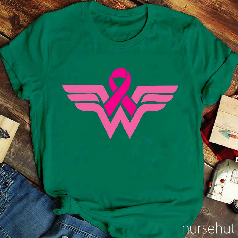 Wonder Woman Breast Cancer Awareness Nurse T-Shirt