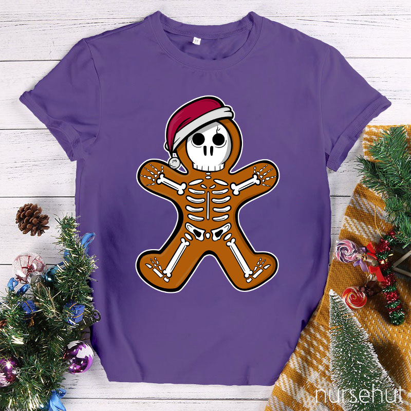 A Skeleton In A Santa Hat Nurse T-Shirt