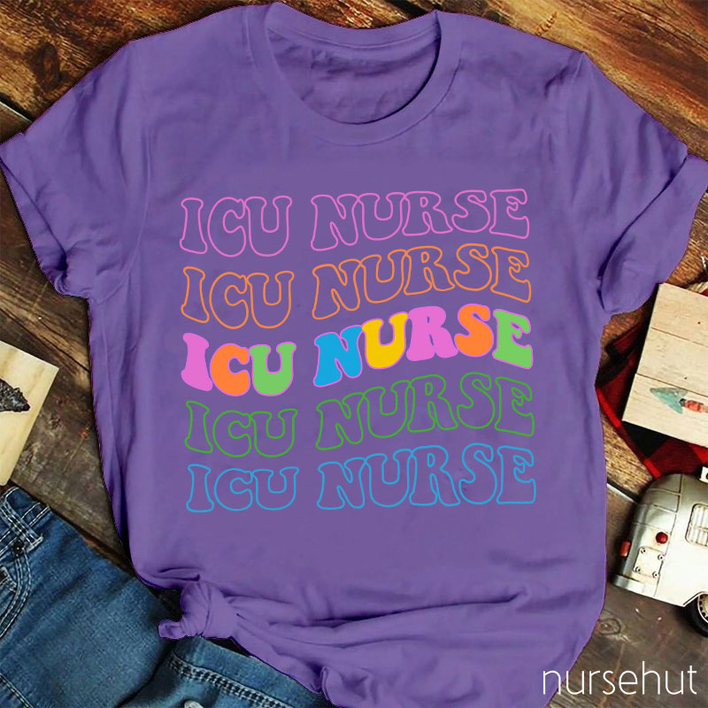 ICU Color Letters Nurse T-Shirt