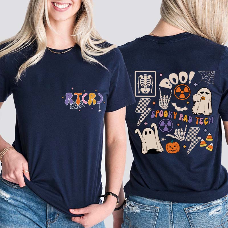 Boo Spooky Rad Tech Nurse Two Sided T-Shirt
