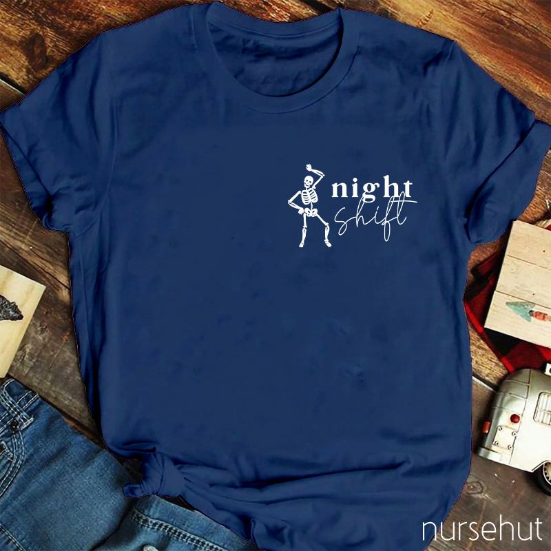 Dancing Night Shift Skeleton Nurse T-Shirt