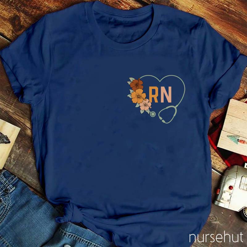 Personalized Flower Stethoscope Nurse T-Shirt