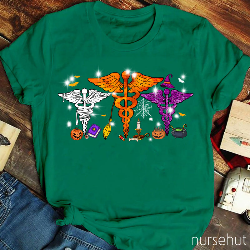 Halloween Rod Of Asclepius Nurse T-Shirt