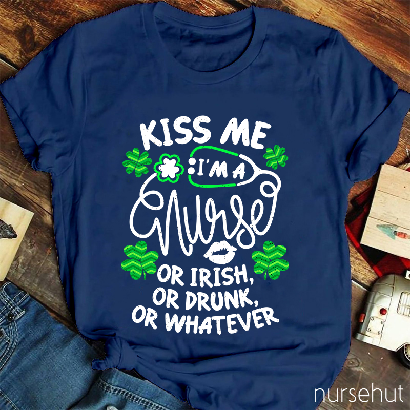 Kiss Me I'm A Nurse Clover Stethoscope Nurse T-Shirt