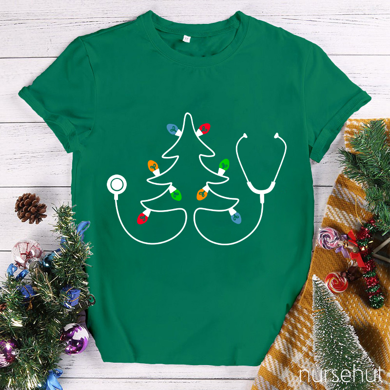 Stethoscope Christmas Tree Nurse T-Shirt