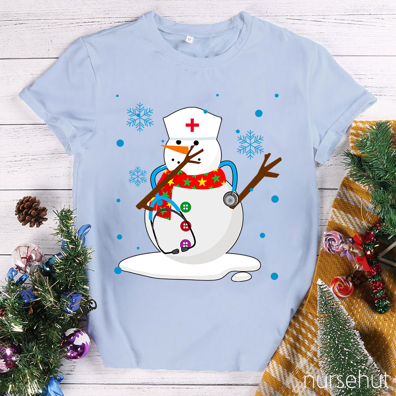 Christmas Snowman Nurse T-Shirt