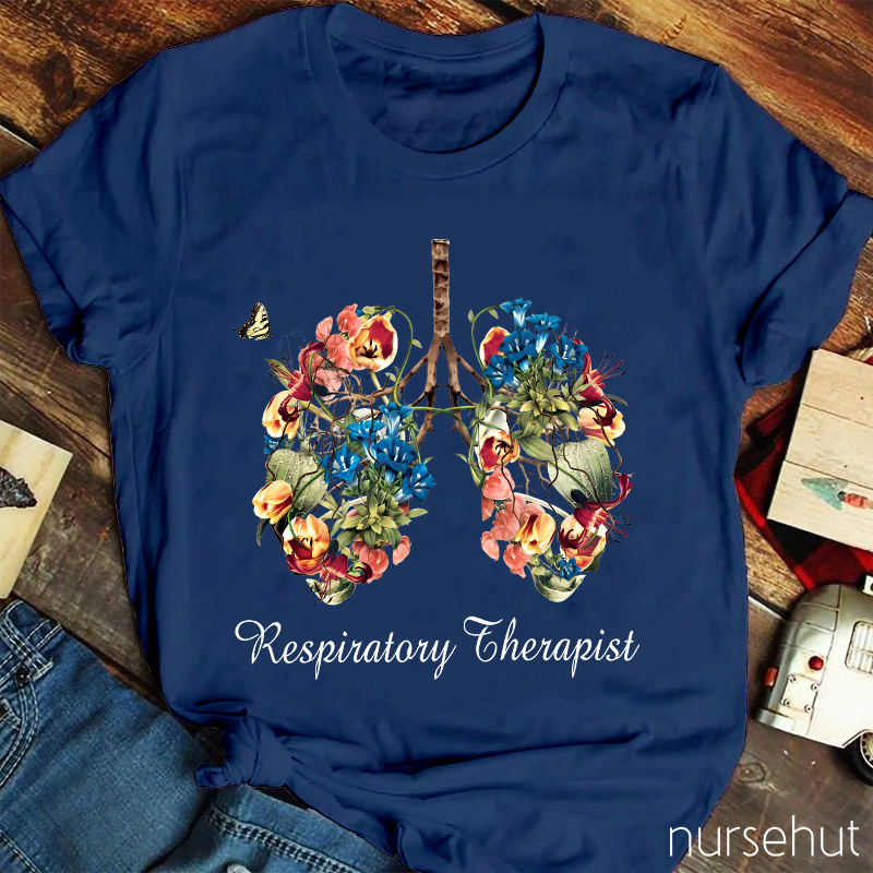 Respiratory Therapist Beautiful Flowers Lung Nurse T-Shirt