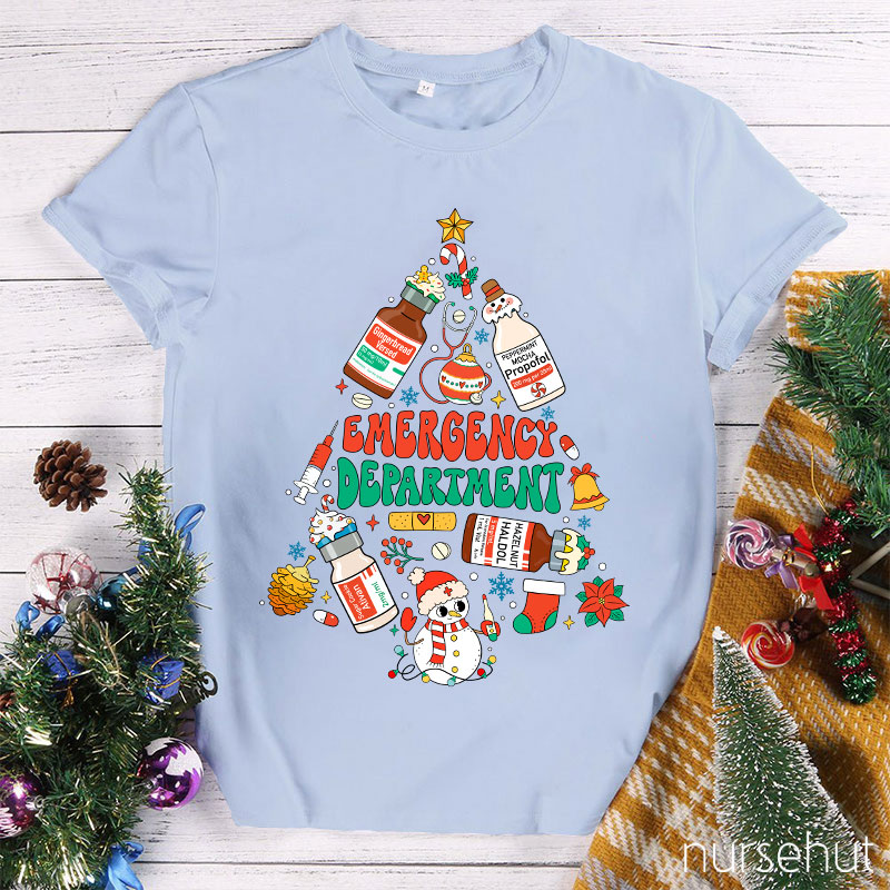 Emergency Department Christmas Tree Nurse T-Shirt