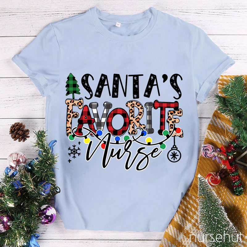 HO HO HO Santa's Favorite Nurse T-Shirt
