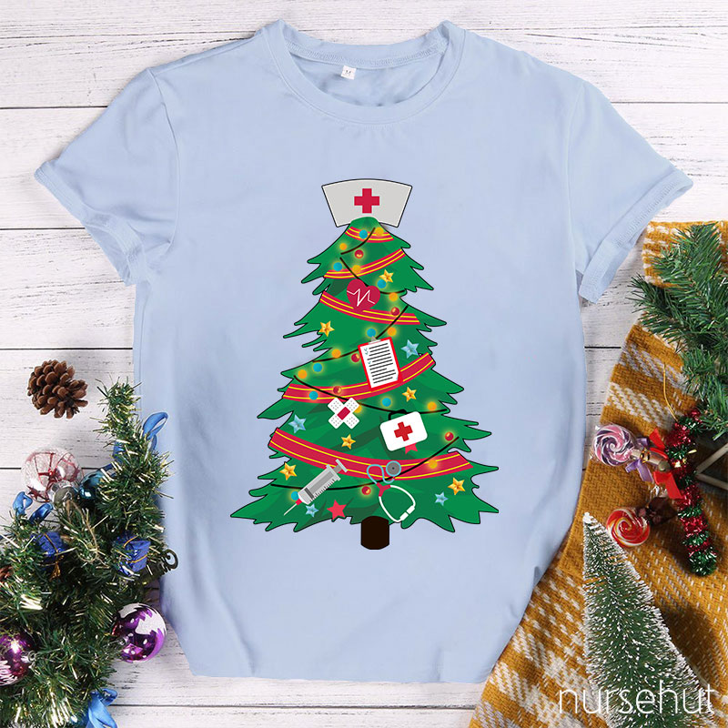 Christmas Tree With Nurse Hat Nurse T-Shirt