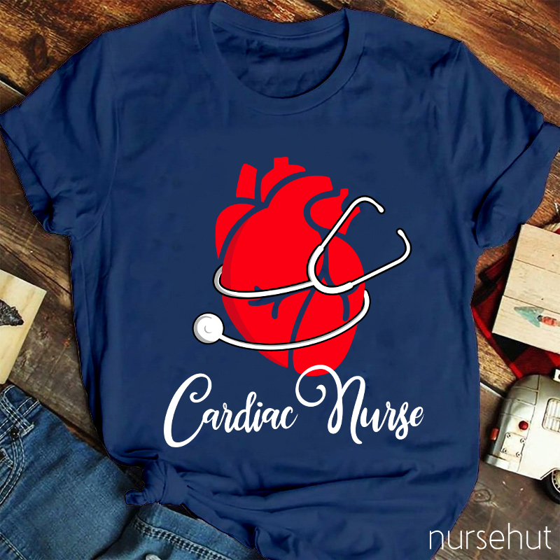 Stethoscope Saround A Red Heart Cardiac Nurse T-Shirt