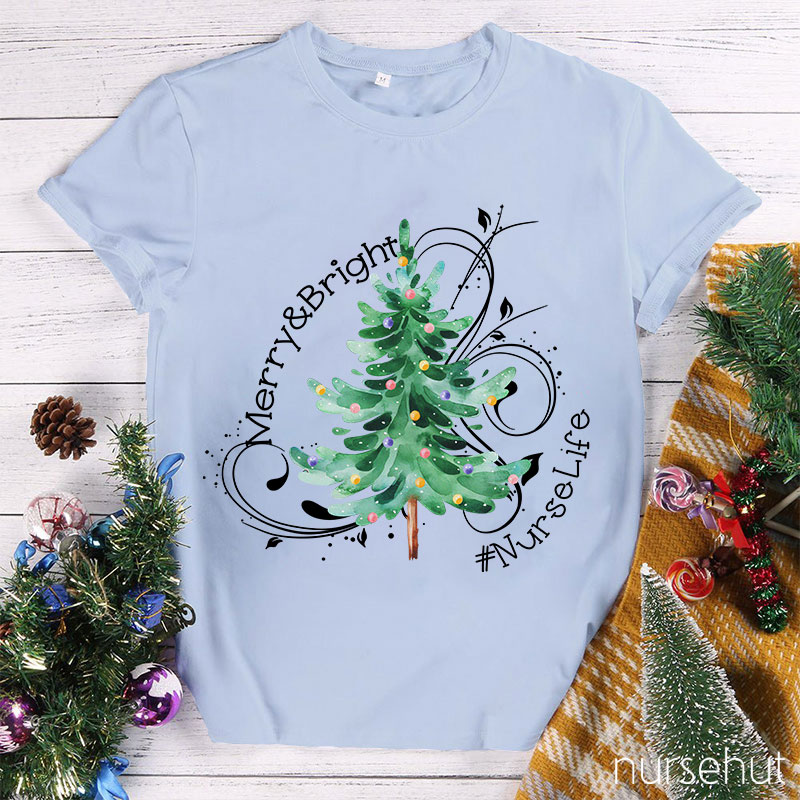 Merry And Bright Nurse T-Shirt