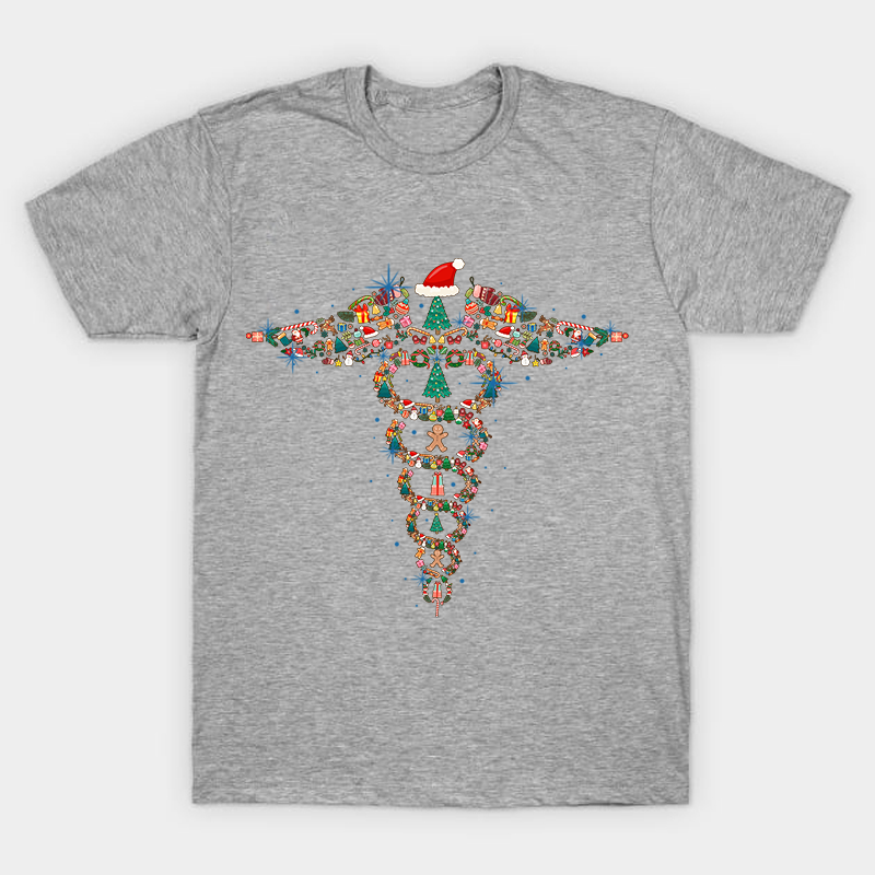 Christmas Rod of Asclepius Nurse T-Shirt