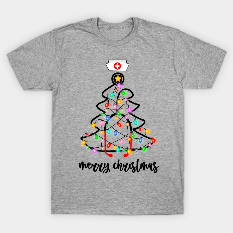 Christmas Lights Merry Christmas Nurse T-Shirt