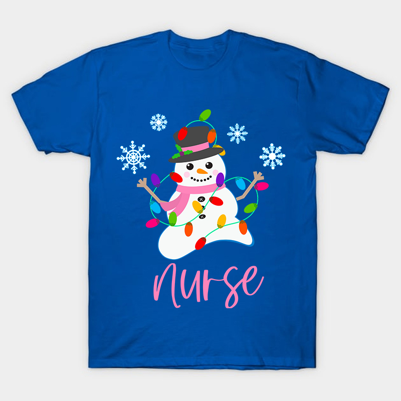 Snowman Playing With Lanterns Nurse T-Shirt