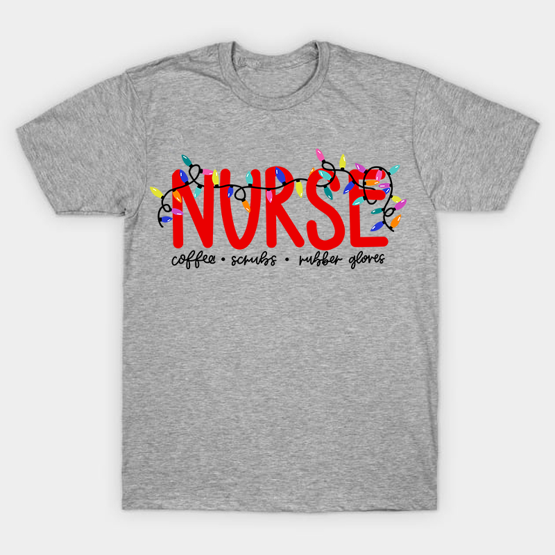 Christmas Coffee Scrubs Gloves Nurse T-Shirt
