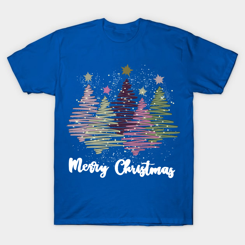 Merry Christmas Colorful Trees Nurse T-Shirt