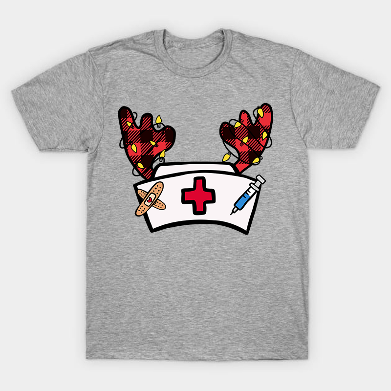 Christmas Elk Nurse Hat Nurse T-Shirt