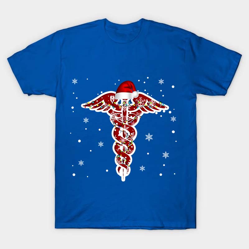 Christmas Rod of Asclepius Nurse T-Shirt