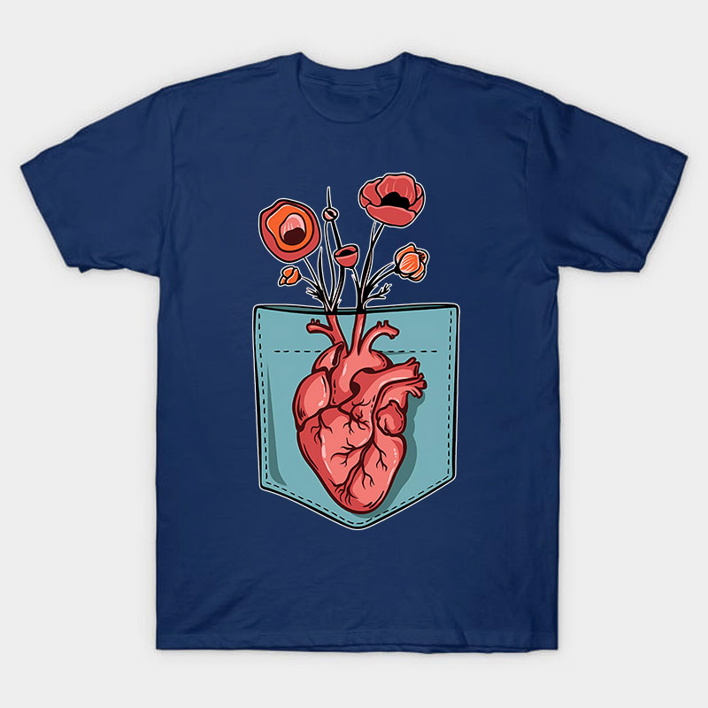 Cardiac Heart Flower Nurse T-Shirt