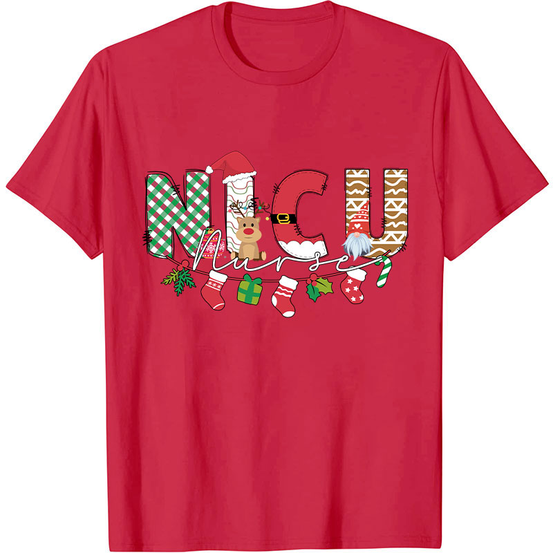 Personalized Cute Christmas Elements Nurse T-Shirt