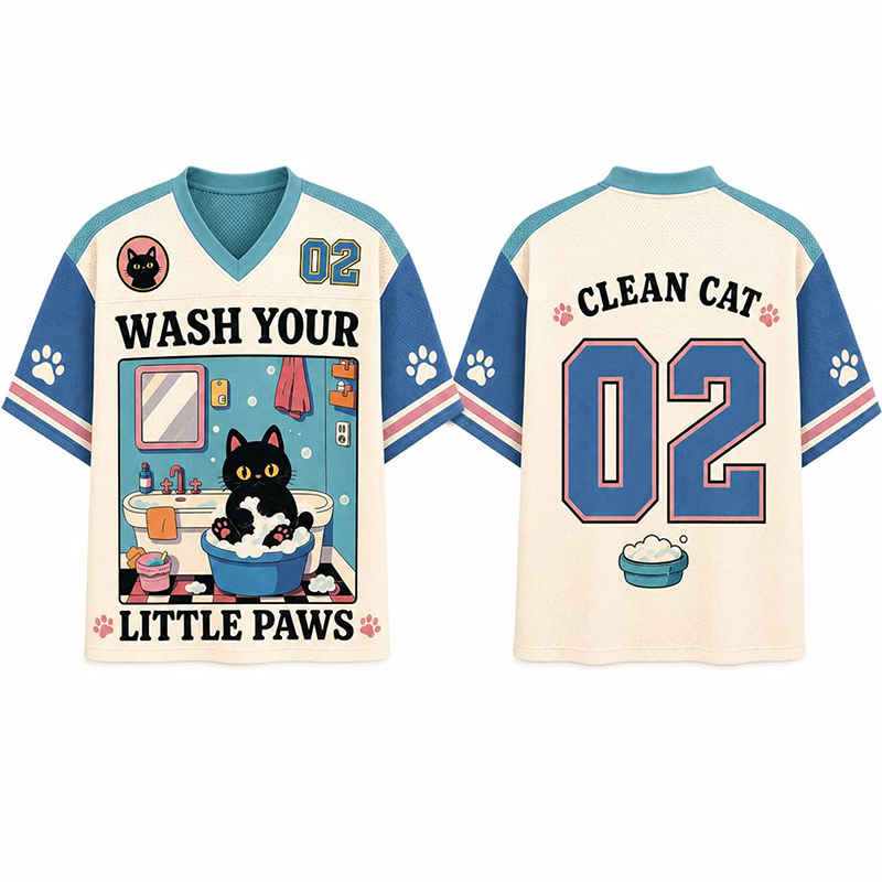 Personalized Wash Your Little Paws Black Cat Pediatric Nurse Mesh Jersey