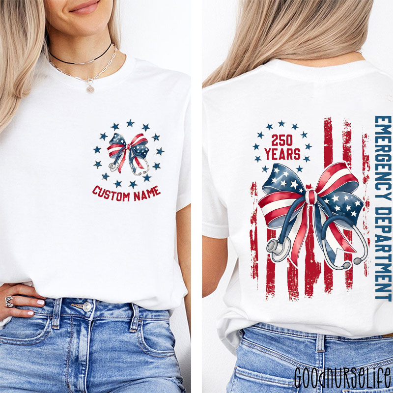 Personalized Name 250 Years Emergency Department Nurse Two Sided T-Shirt