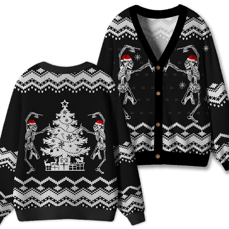 Rocking Around Radiology Skeleton Dance Ugly Cardigan Sweaters