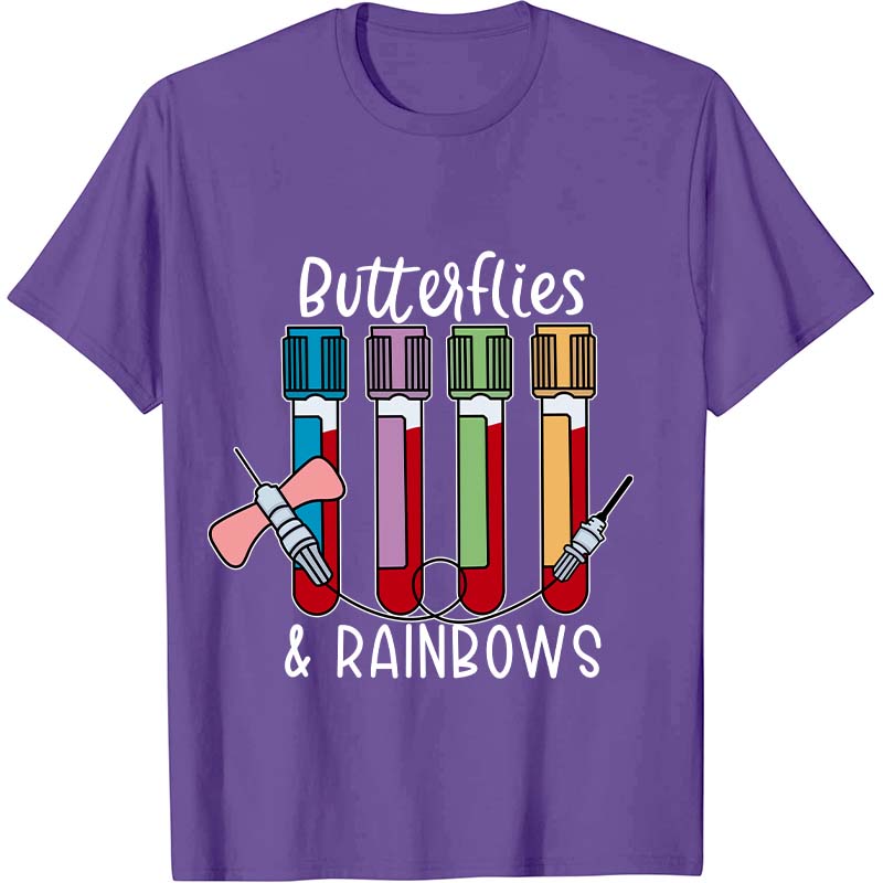 Butterflies And Rainbows Nurse T-Shirt