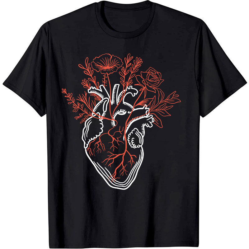 The Heart Is Full Of Flowers Nurse T-Shirt