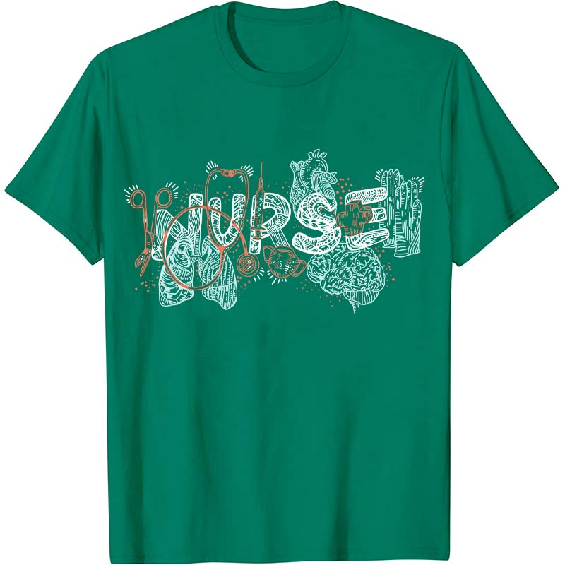 Floral Anatomy Line Nurse T-Shirt